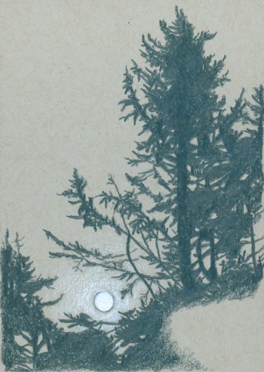 Print option without text Quiet Moon, January 2022, Full Moon Drawings -  artwork by Emily Miller