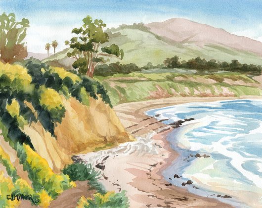 Carpinteria Bluffs, California - santa barbara artwork by Emily Miller