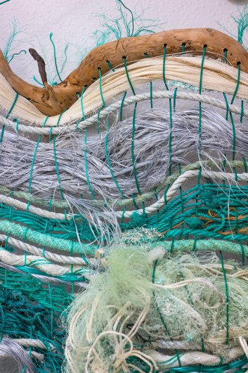  Sea Stories weaving, Ghost Net -  artwork by Emily Miller