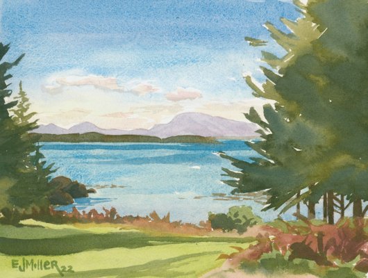 Camden Hills from Fifield Point, Down East Maine - , stonington, maine artwork by Emily Miller