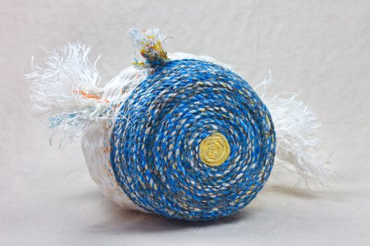  Blue and White Tassel Basket, Cowboy Series, Ghost Net Baskets - , cowboy baskets artwork by Emily Miller