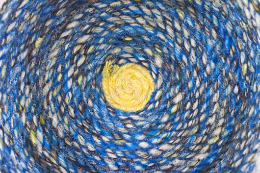  Blue and White Tassel Basket, Cowboy Series, Ghost Net Baskets - , cowboy baskets artwork by Emily Miller