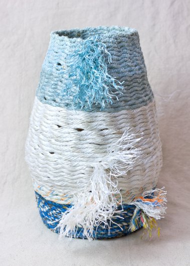 Blue and White Tassel Basket, Cowboy Series •