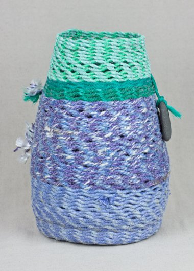  Purple and Green Basket, Cowboy Series, Ghost Net Baskets - cowboy baskets artwork by Emily Miller