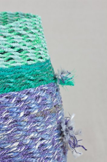  Purple and Green Basket, Cowboy Series, Ghost Net Baskets - cowboy baskets artwork by Emily Miller