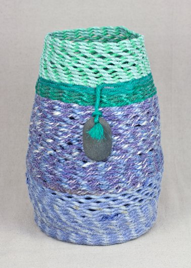 Purple and Green Basket, Cowboy Series, Ghost Net Baskets - cowboy baskets artwork by Emily Miller