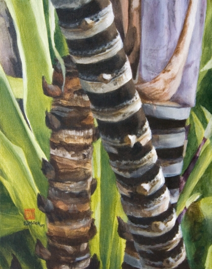 Sugarcane Kauai watercolor painting - Artist Emily Miller's Hawaii artwork of NTBG art