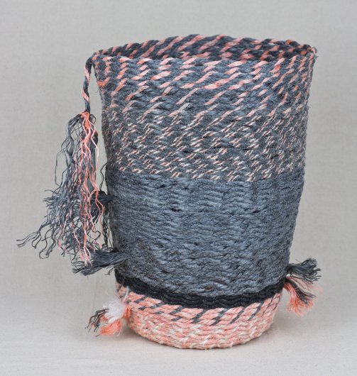  Gray and Pink Basket, Cowboy Series, Ghost Net Baskets - cowboy baskets artwork by Emily Miller