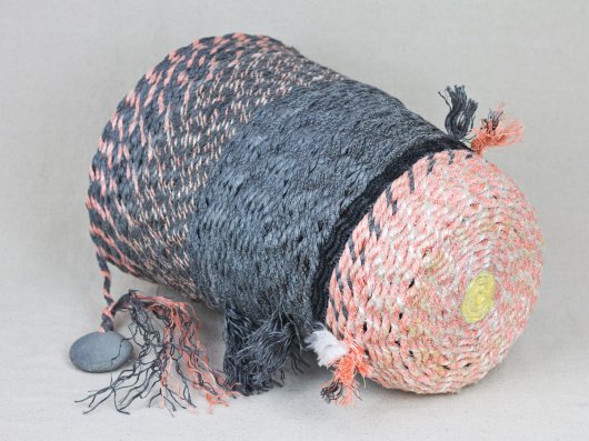  Gray and Pink Basket, Cowboy Series, Ghost Net Baskets - cowboy baskets artwork by Emily Miller