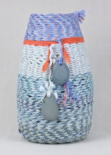 Double Stone Basket, Cowboy Series, Ghost Net Baskets - cowboy baskets artwork by Emily Miller