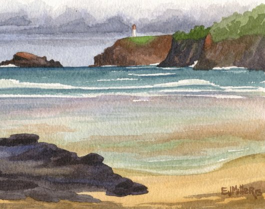 North Lydgate Beach, Makai — Kauai beaches - lydgate, beach, ocean, rocks, kalalea artwork by Emily Miller