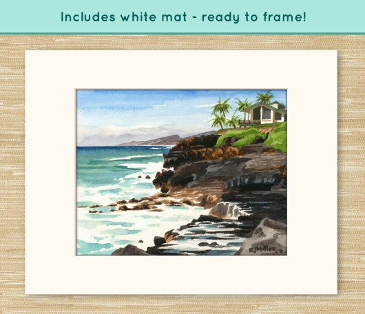  Set of 4 South Shore Kauai art prints, South Shore Kauai -  artwork by Emily Miller