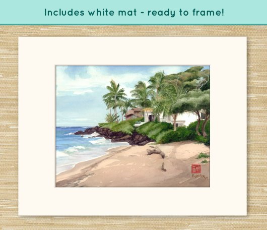  North Lydgate Beach, Makai — Kauai beaches - lydgate, beach, ocean, rocks, kalalea artwork by Emily Miller