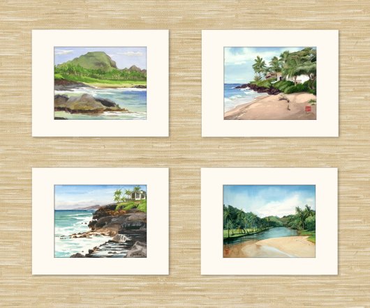 Set of 4 South Shore Kauai art prints