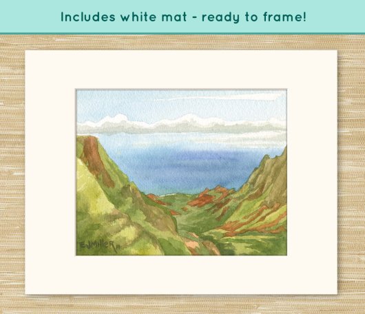  Set of 4 Na Pali Kauai art prints, Na Pali coast -  artwork by Emily Miller