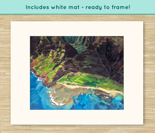  Set of 4 Na Pali Kauai art prints, Na Pali coast -  artwork by Emily Miller