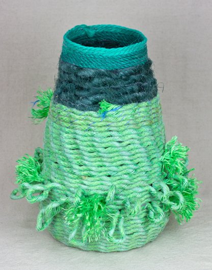  Green Tassel Basket, Cowboy Series, Ghost Net Baskets - cowboy baskets artwork by Emily Miller
