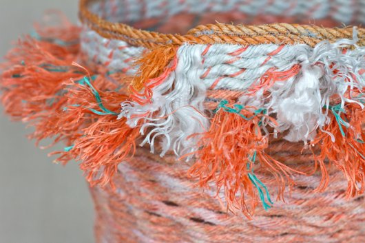  Salmon Tassel Basket, Cowboy Series, Ghost Net Baskets - cowboy baskets artwork by Emily Miller
