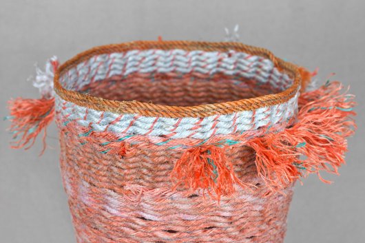  Salmon Tassel Basket, Cowboy Series, Ghost Net Baskets - cowboy baskets artwork by Emily Miller