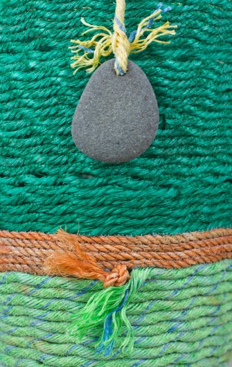  Deep Green Sea Basket, Ghost Net Baskets -  artwork by Emily Miller