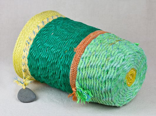  Green and Yellow Basket, Cowboy Series, Ghost Net Baskets - cowboy baskets artwork by Emily Miller