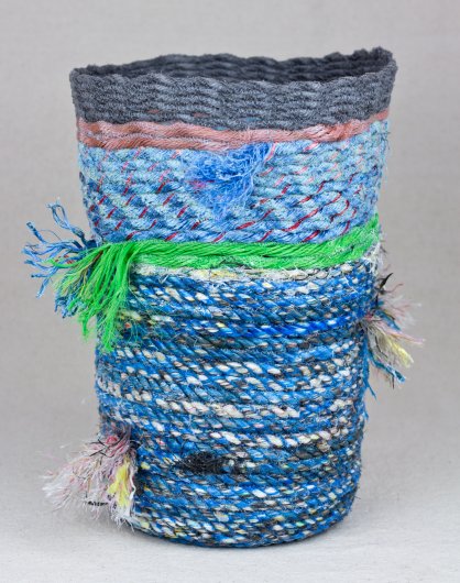 Blue Tassel Basket with Green Stripe, Cowboy Series, 2023