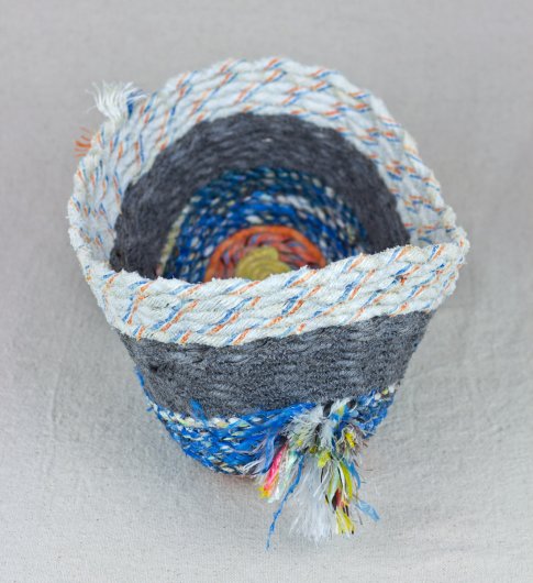  Blue and Gray Bowl, Cowboy Series, Ghost Net Baskets - cowboy baskets artwork by Emily Miller
