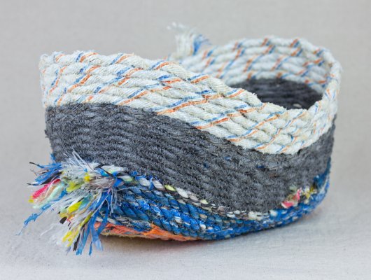  Blue and Gray Bowl, Cowboy Series, Ghost Net Baskets - cowboy baskets artwork by Emily Miller