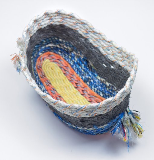  Blue and Gray Bowl, Cowboy Series, Ghost Net Baskets - cowboy baskets artwork by Emily Miller