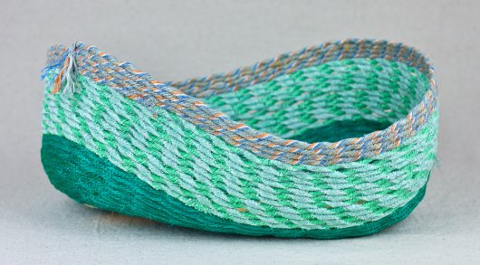  Green Bowl with Gray Lip, Cowboy Series, Ghost Net Baskets - cowboy baskets artwork by Emily Miller
