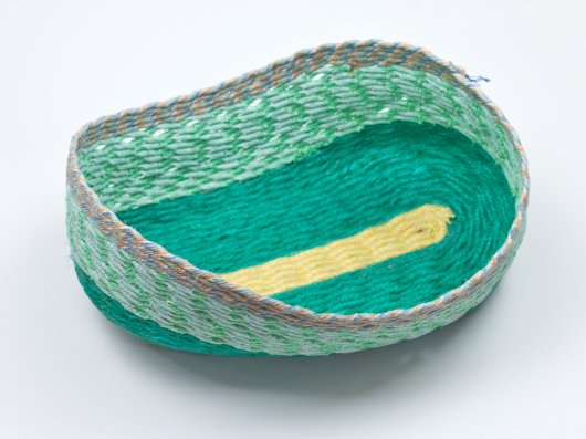  Green Bowl with Gray Lip, Cowboy Series, Ghost Net Baskets - cowboy baskets artwork by Emily Miller