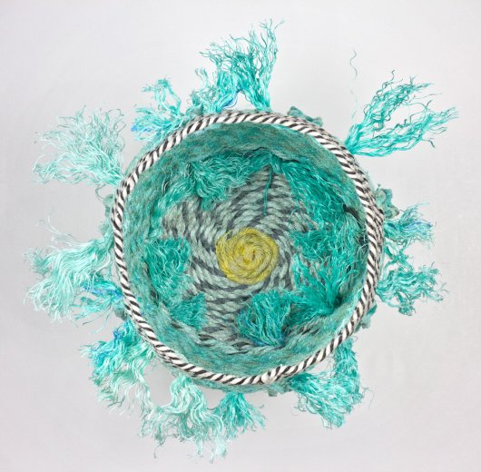  Urchin Rice Bowl - White & Yellow, Urchin Bowls -  artwork by Emily Miller