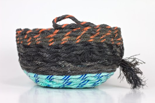 Lava Rock Lagoon Basket, Ghost Net Baskets -  artwork by Emily Miller