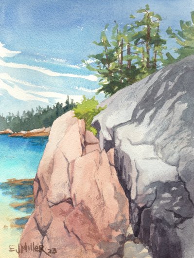 Haystack Beach, Down East Maine -  artwork by Emily Miller