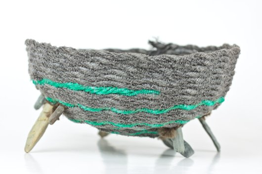  Deep Green Sea Basket, Ghost Net Baskets -  artwork by Emily Miller